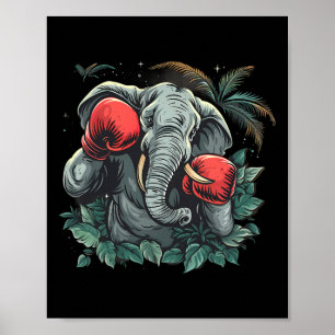 Poster Elefante Boxeador Com Luvas de Boxe Kickboxing Eng