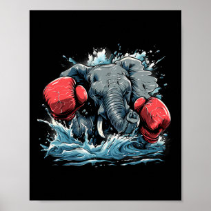 Poster Elefante Boxeador Com Luvas de Boxe Kickboxing Eng