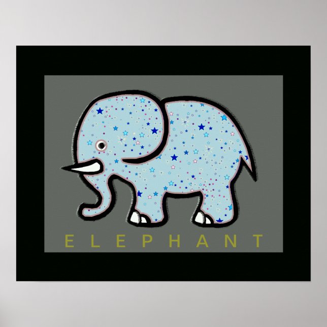 Poster elefante com decoração de estrelas (Frente)