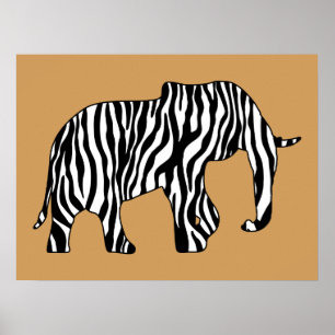 Poster Elefante com listras da zebra + suas ideias