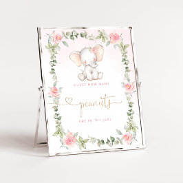 Poster Elefante corta rosa Adivinha quantos amendoins Pos