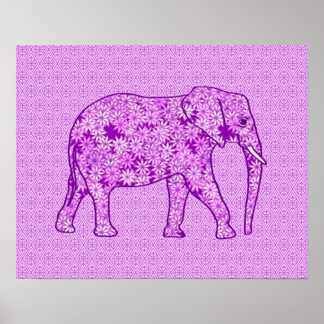 Poster Elefante da flor - roxo ametista (Frente)