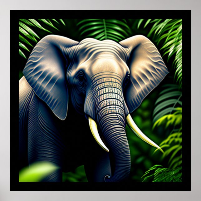 Poster Elefante Da Selva Majestosa - Selvagem E Livre (Frente)