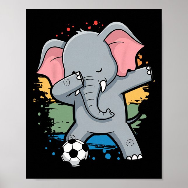 Poster Elefante Dabbing - Jersey Amantes de Futebol Fã de (Frente)