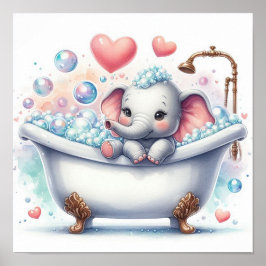 Poster Elefante de Banho de Espuma