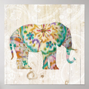 Poster Elefante de Boho Paisley mim