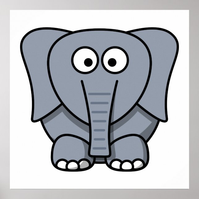 Pôster Elefante de Cartoon Bonito (Frente)