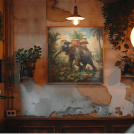 Poster Elefante de cena botânica com howdah