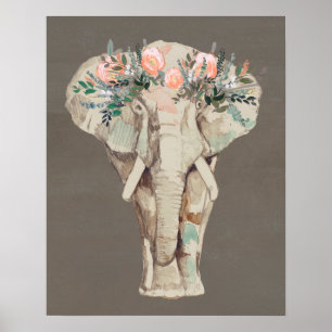 Poster Elefante de Coroa Flor II
