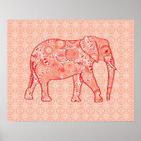 Elefante de espiral frontal - laranja coral e bran