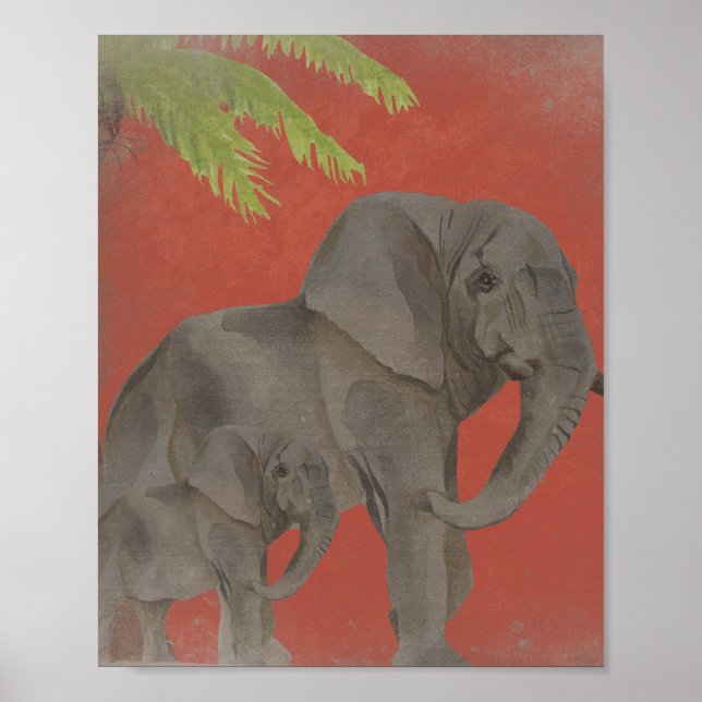 Poster Elefante de Estilo Vintage (Frente)