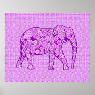 Poster Elefante de flor - ametista roxo