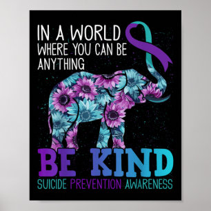 Poster Elefante de Girassol Fita Roxa Azul Turquesa Seja
