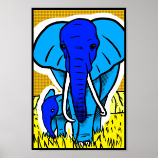 Poster Elefante de Popart Retro