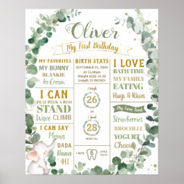 Poster Elefante de Verdura Estatísticas de Nascimento Mar