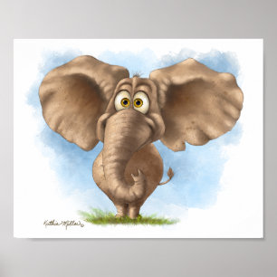 Poster Elefante Desenho Animado Fofo