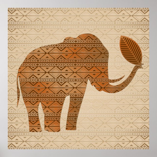 Poster Elefante - Design de Arte Tribal (Frente)