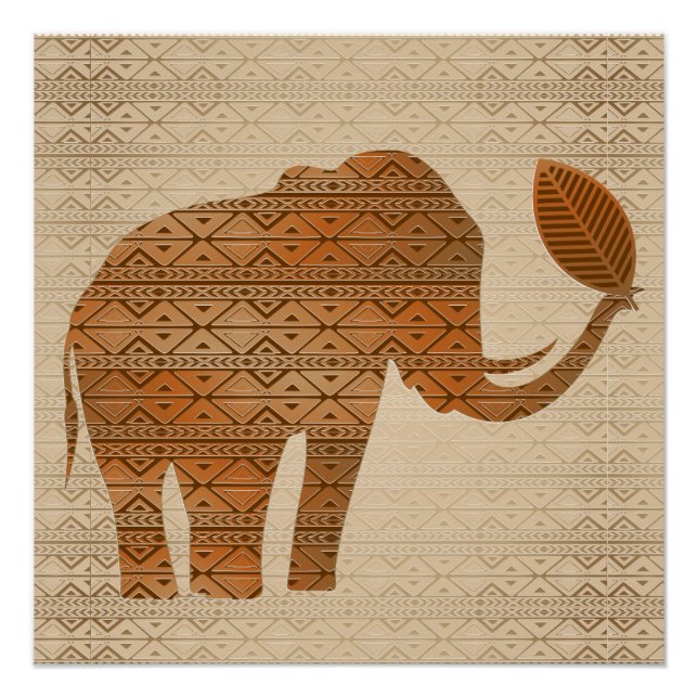 Pôster Elefante - Design de Arte Tribal (Frente)