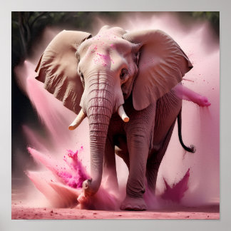 Poster Elefante Dinâmico - Arte Selvagem Colorida