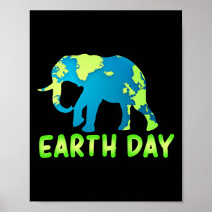 Poster Elefante Do Dia Da Terra Para Crianças