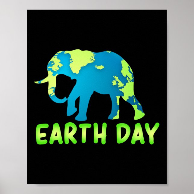 Poster Elefante Do Dia Da Terra Para Crianças (Frente)
