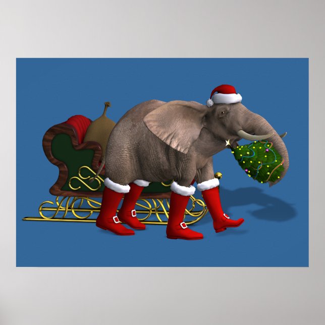 Poster Elefante Doce do Papai Noel (Frente)