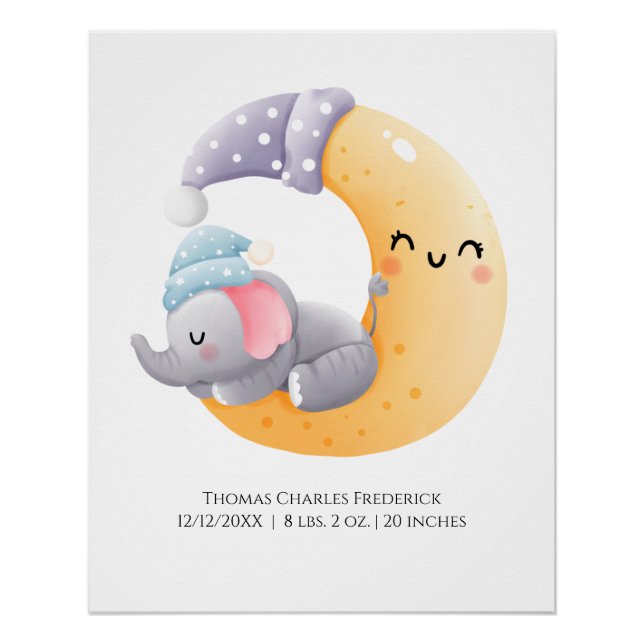 Pôster Elefante Dormindo na Arte da Muralha da Lua (Frente)