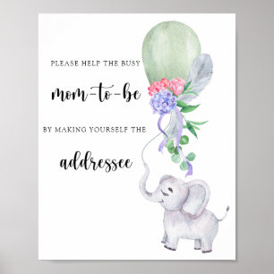 Poster Elefante e Balão - Ajude a futura mãe ocupada