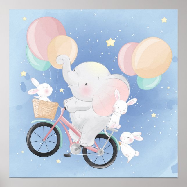 Poster Elefante E Bunnies (Frente)