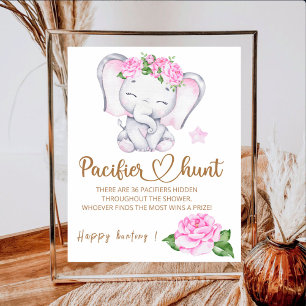 Poster Elefante e chá de fraldas de Aquarela das Meninas