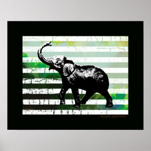 Pôster elefante e listras da África negra