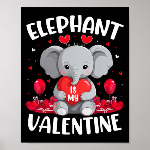 Poster Elefante É Meu Amor De São Valentim Corações Elefa
