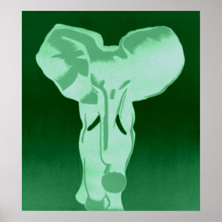 Poster Elefante em verde