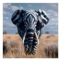Elefante Em Zebra Disfarça Glossy