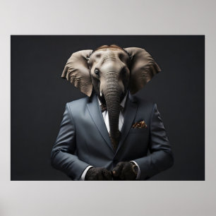 Poster Elefante engraçado de terno