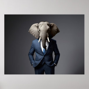 Poster Elefante engraçado de terno