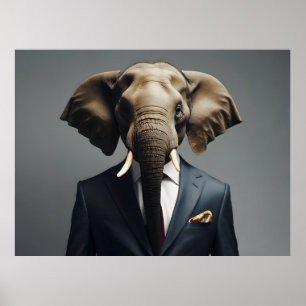 Poster Elefante engraçado de terno