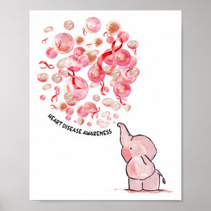 Poster Elefante explode balões vermelhos Conscientização