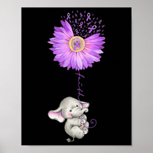 Poster Elefante FAIL Segurando Epilepsia Roxo De Girassol