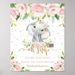 Poster Elefante Fofo Floral Rosa Oh Snap Compartilhe o Am