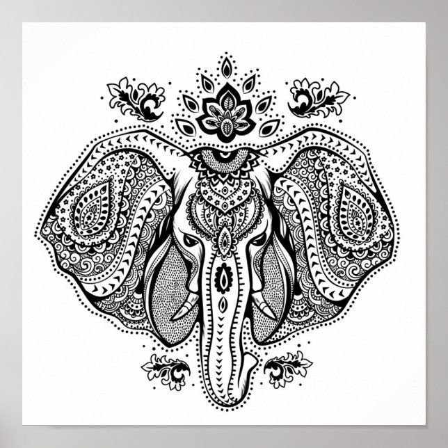 Pôster Elefante Indígena Inspirado 2 (Frente)