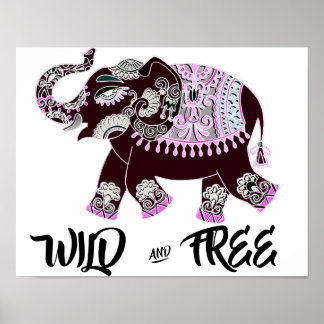 Poster Elefante Livre e Selvagem