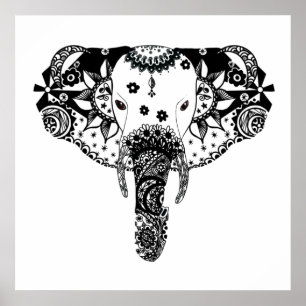 Poster Elefante moderno de tangas preto e branco