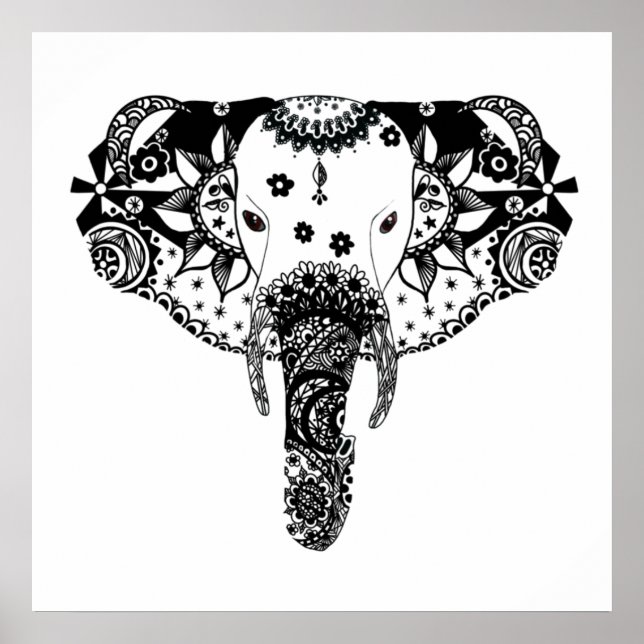 Poster Elefante moderno de tangas preto e branco (Frente)