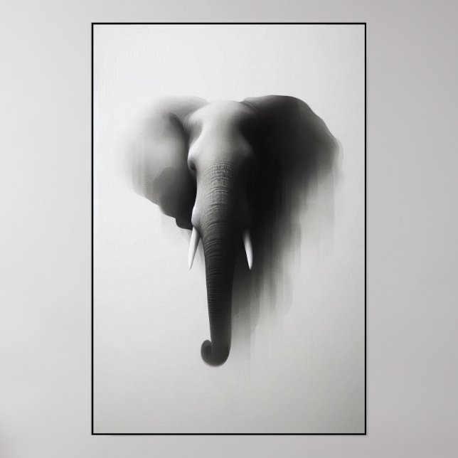 Poster Elefante na Abstrato de Névoa (Frente)