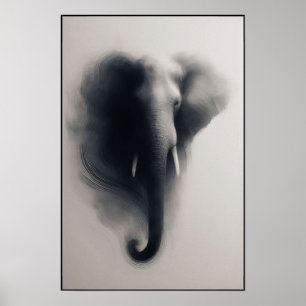 Poster Elefante na Abstrato de Névoa