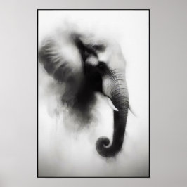 Poster Elefante na Abstrato de Névoa