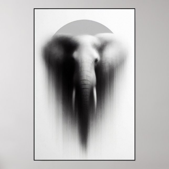 Poster Elefante na Abstrato de Névoa (Frente)