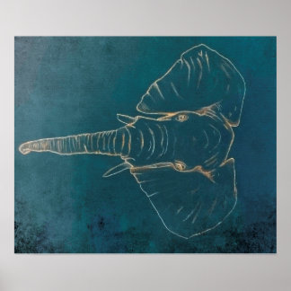 Poster Elefante Neon Negro