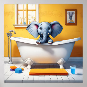 Poster Elefante no banho